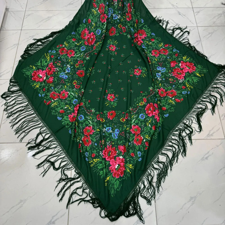 شال نخی ترکمن کد 1665 وارداتی ترکیه قواره 140-150 سانت چهار فصل بدون چروک