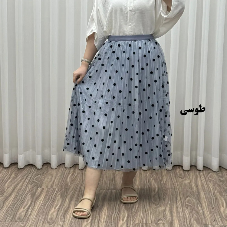 دامن گیپور خال خالی زنانه فری سایز شیک و راحت مناسب تا سایز 46 چهارفصل