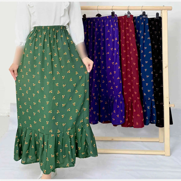 دامن نخی زنانه گلریز فری سایز تا 50 قد 95 سانتیمتر چهارفصل شیک و راحت بدون بدن نما