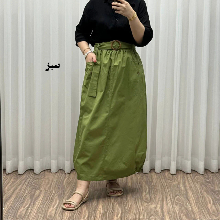 دامن کتان زنانه فری سایز شیک و راحت کد 1301 مناسب تا سایز 48 چهارفصل