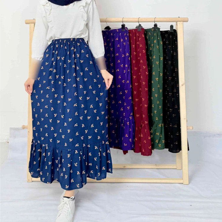 دامن نخی زنانه گلریز فری سایز تا 50 قد 95 سانتیمتر چهارفصل شیک و راحت بدون بدن نما