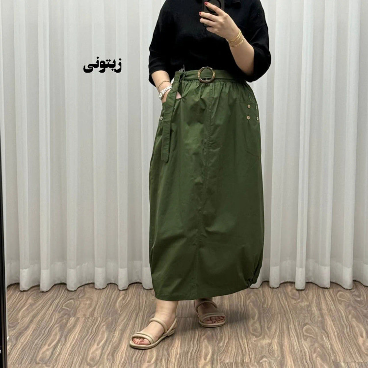 دامن کتان زنانه فری سایز شیک و راحت کد 1301 مناسب تا سایز 48 چهارفصل