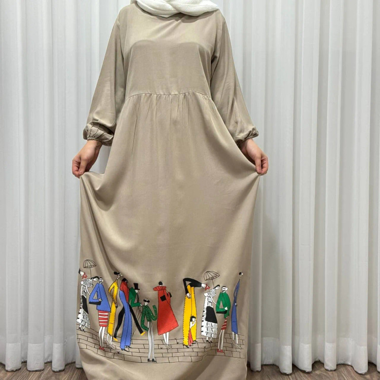 پیراهن ساحلی زنانه نخی فری سایز تا 48 قد 133 کمر بند دار شیک راحت چهارفصل