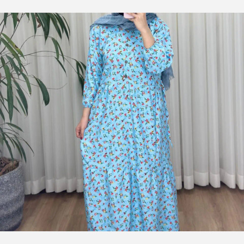 پیراهن نخی آلمان فری سایز تا 46 زنانه شیک و راحت چهارفصل بنددار