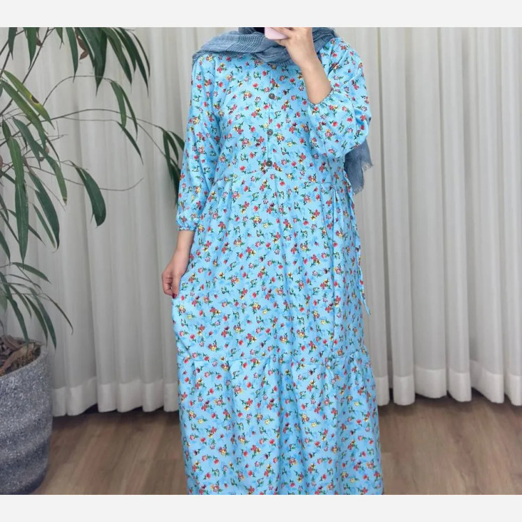 پیراهن نخی آلمان فری سایز تا 46 زنانه شیک و راحت چهارفصل بنددار