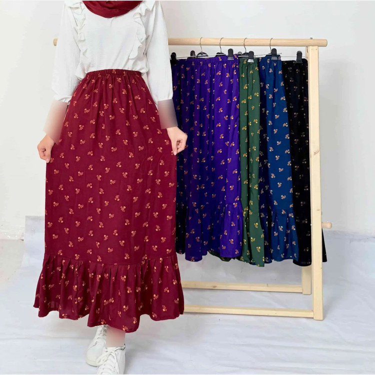 دامن نخی زنانه گلریز فری سایز تا 50 قد 95 سانتیمتر چهارفصل شیک و راحت بدون بدن نما