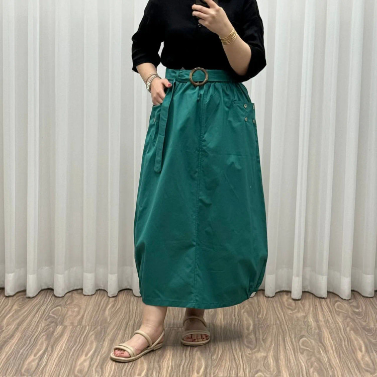 دامن کتان زنانه فری سایز شیک و راحت کد 1301 مناسب تا سایز 48 چهارفصل