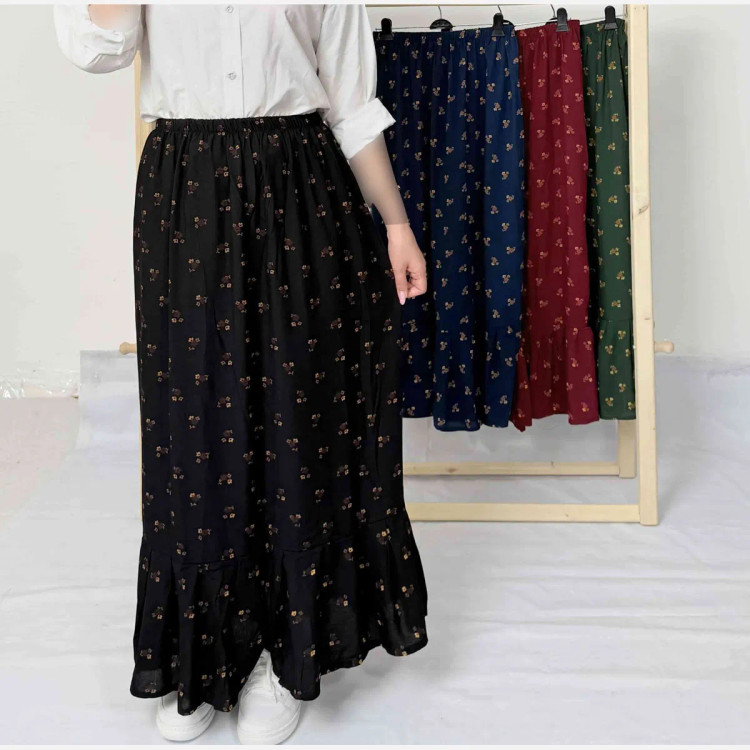 دامن نخی زنانه گلریز فری سایز تا 50 قد 95 سانتیمتر چهارفصل شیک و راحت بدون بدن نما