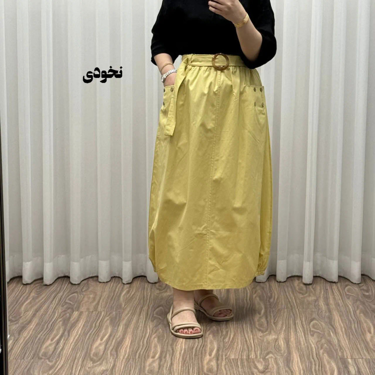 دامن کتان زنانه فری سایز شیک و راحت کد 1301 مناسب تا سایز 48 چهارفصل