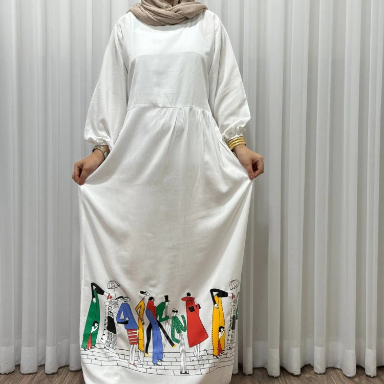 پیراهن ساحلی زنانه نخی فری سایز تا 48 قد 133 کمر بند دار شیک راحت چهارفصل