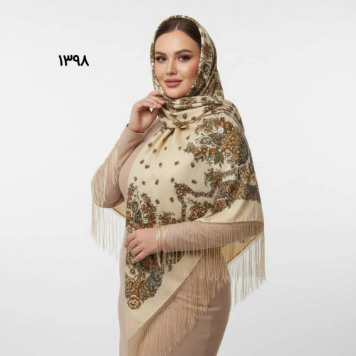 روسری ترکمن اصل کد 1398 وارداتی ترکیه جنس نخی ریشه دستباف 4 فصل 140-150 سانت