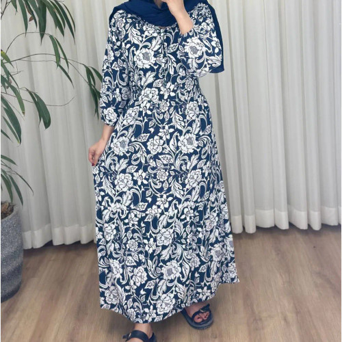 پیراهن فلور نخی رنگی فری سایز تا 46 قد 140 کمربنددار چهارفصل شیک و راحت بدون آبرفت و رنگ رفت