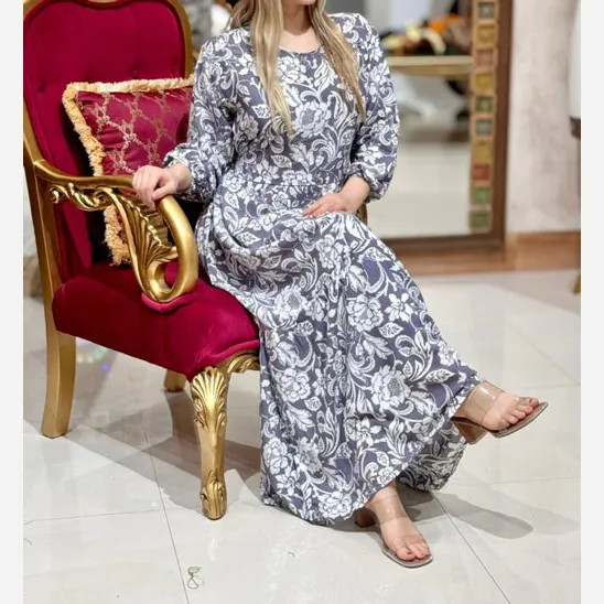 پیراهن فلور نخی رنگی فری سایز تا 46 قد 140 کمربنددار چهارفصل شیک و راحت بدون آبرفت و رنگ رفت