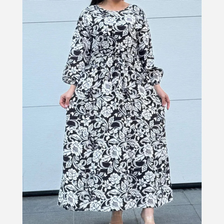 پیراهن فلور نخی رنگی فری سایز تا 46 قد 140 کمربنددار چهارفصل شیک و راحت بدون آبرفت و رنگ رفت