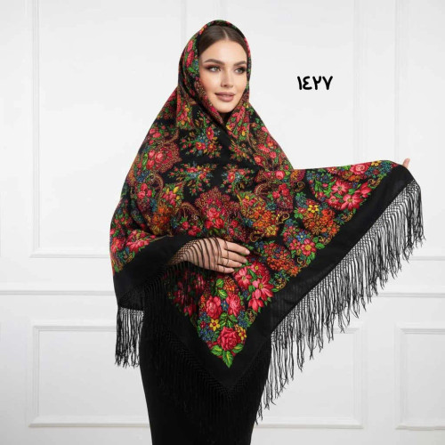 روسری ترکمن اصل پشمی ضخیم کد 1427 قواره بزرگ مناسب پاییز و زمستان