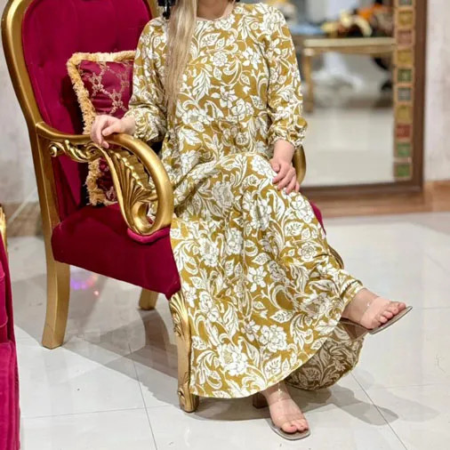 پیراهن فلور نخی رنگی فری سایز تا 46 قد 140 کمربنددار چهارفصل شیک و راحت بدون آبرفت و رنگ رفت