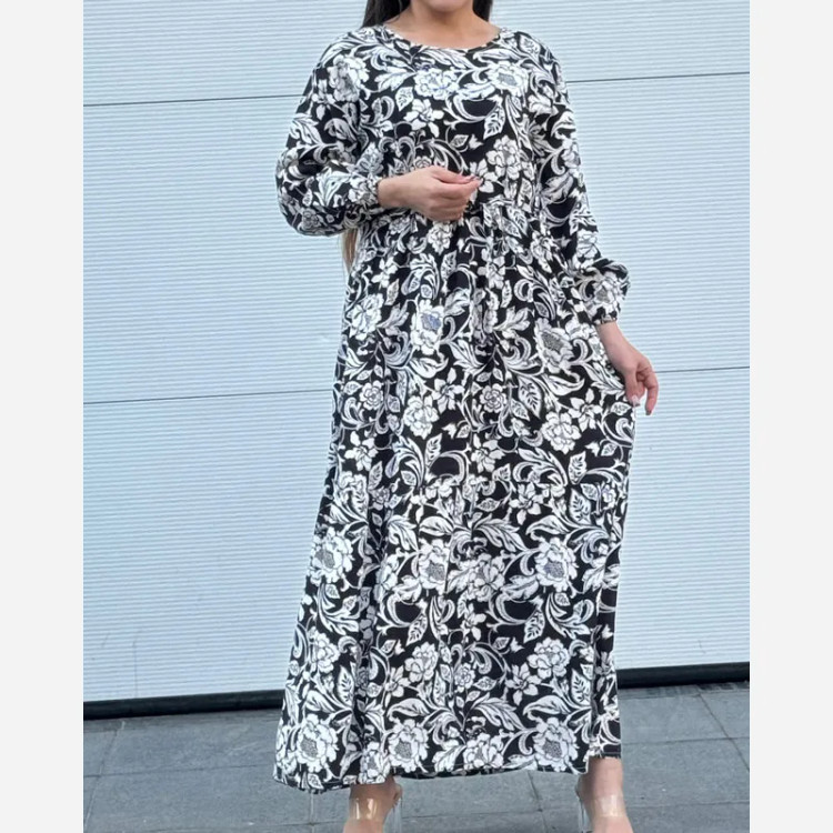 پیراهن فلور نخی رنگی فری سایز تا 46 قد 140 کمربنددار چهارفصل شیک و راحت بدون آبرفت و رنگ رفت