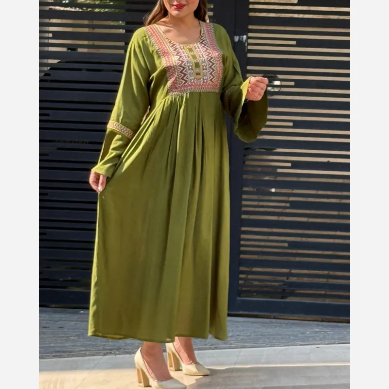 پیراهن ساحلی زنانه گلدوزی هندی فری سایز تا 48 نخ وارداتی کمربنددار چهارفصل شیک راحت