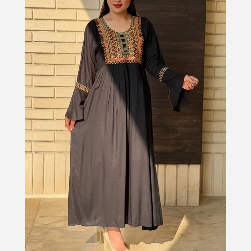 پیراهن ساحلی زنانه گلدوزی هندی فری سایز تا 48 نخ وارداتی کمربنددار چهارفصل شیک راحت