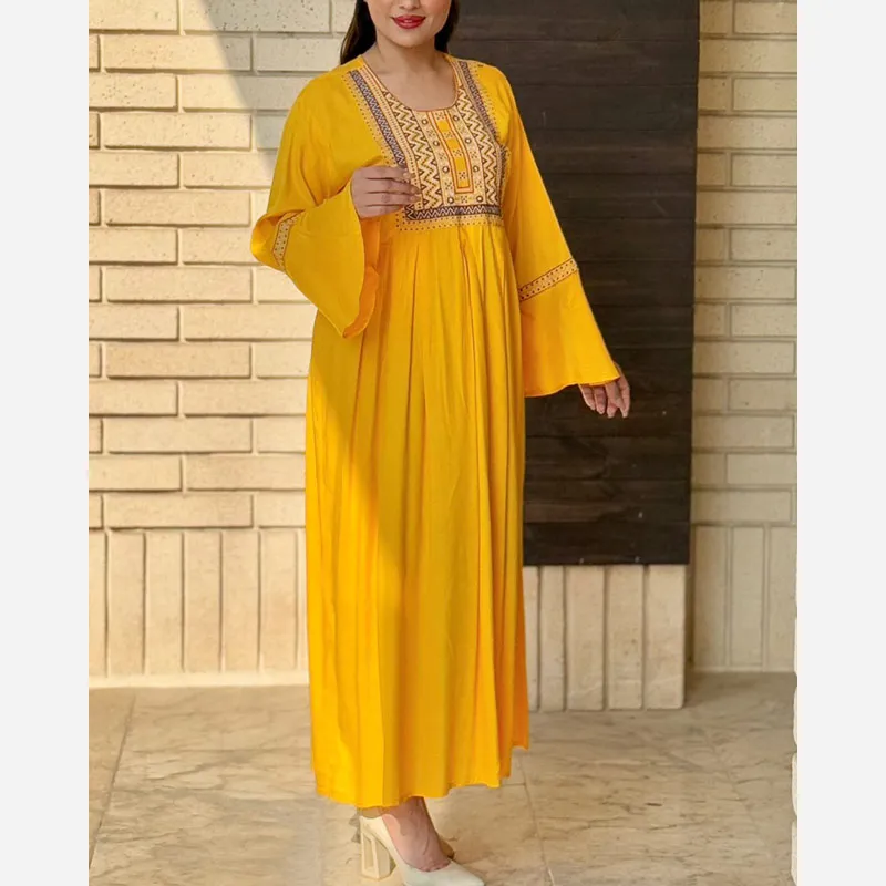 پیراهن ساحلی زنانه گلدوزی هندی فری سایز تا 48 نخ وارداتی کمربنددار چهارفصل شیک راحت