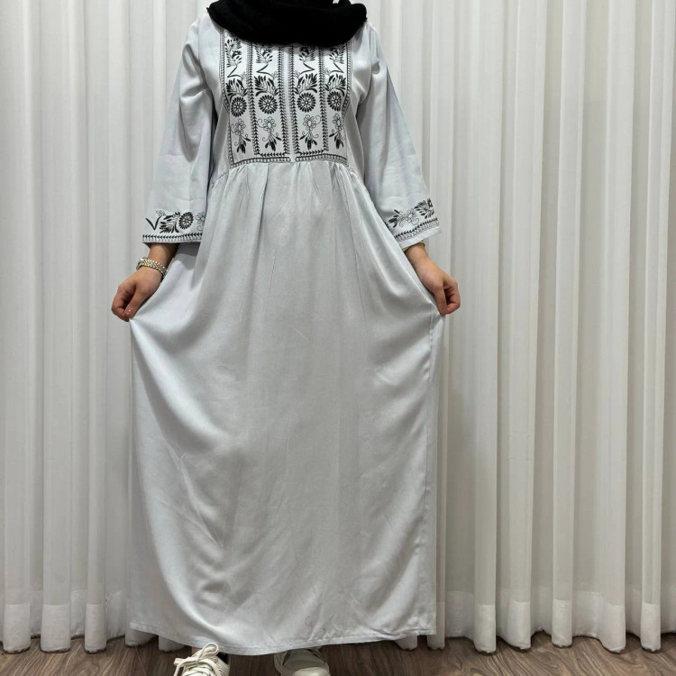 پیراهن ساحلی زنانه نخی مدل الهه فری سایز تا 46 کمربند دار تن خور شیک و راحت چهارفصل سایه نمیندازد