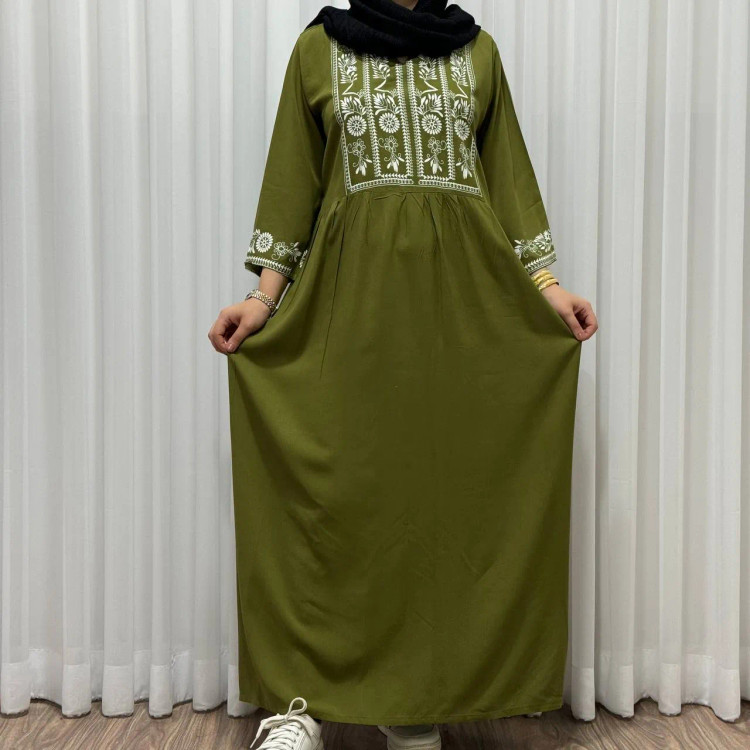 پیراهن ساحلی زنانه نخی مدل الهه فری سایز تا 46 کمربند دار تن خور شیک و راحت چهارفصل سایه نمیندازد