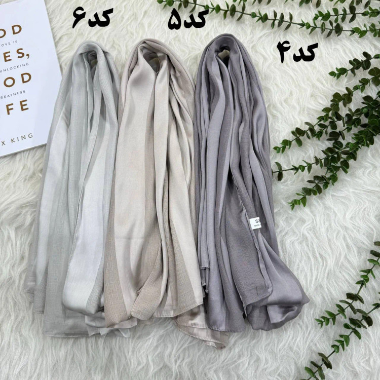 شال حریر ساتن راه راه قواره بزرگ 180x70 زنانه روزمره بدون سر خوردن و چروک