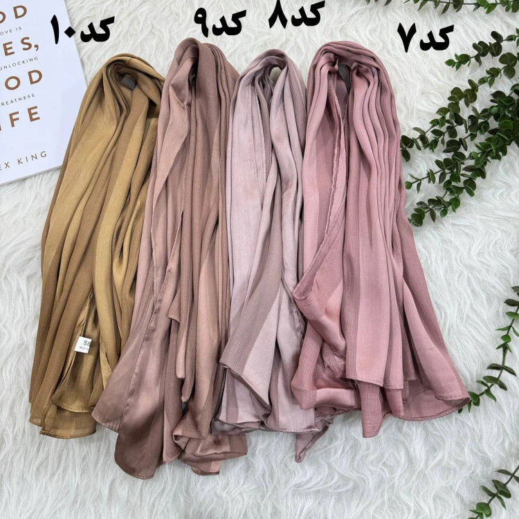 شال حریر ساتن راه راه قواره بزرگ 180x70 زنانه روزمره بدون سر خوردن و چروک