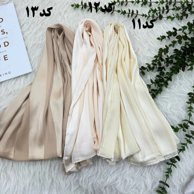 شال حریر ساتن راه راه قواره بزرگ 180x70 زنانه روزمره بدون سر خوردن و چروک