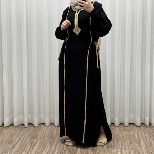 پیراهن گلدوزی یال کد 1635 فری سایز تا 50 نخی چهارفصل کمربنددار شیک و راحت زنانه