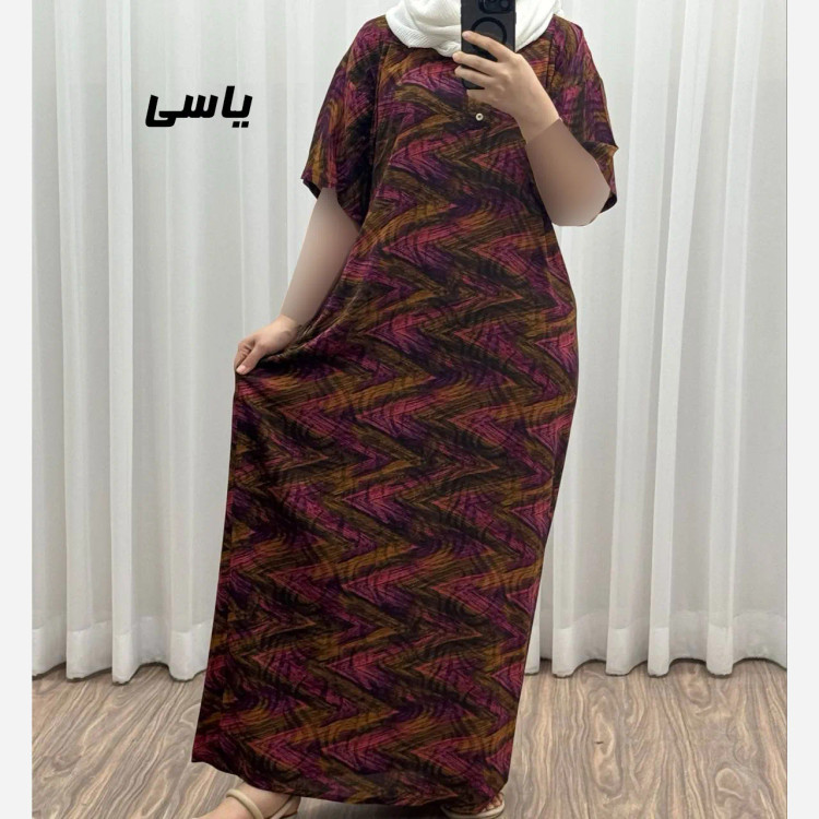 پیراهن ساحلی نخی فری سایز زنانه کد 934 مناسب تا سایز 52 تن خور شیک و راحت چهارفصل کمربند دار