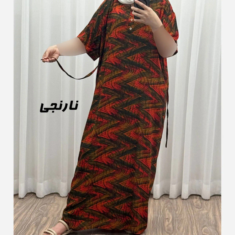 پیراهن ساحلی نخی فری سایز زنانه کد 934 مناسب تا سایز 52 تن خور شیک و راحت چهارفصل کمربند دار