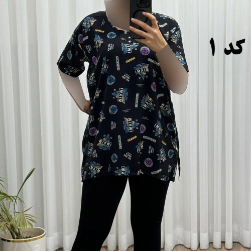 تیشرت نخی تایلندی فری سایز زنانه کد 700 تن خور شیک و راحت مناسب تا سایز 48