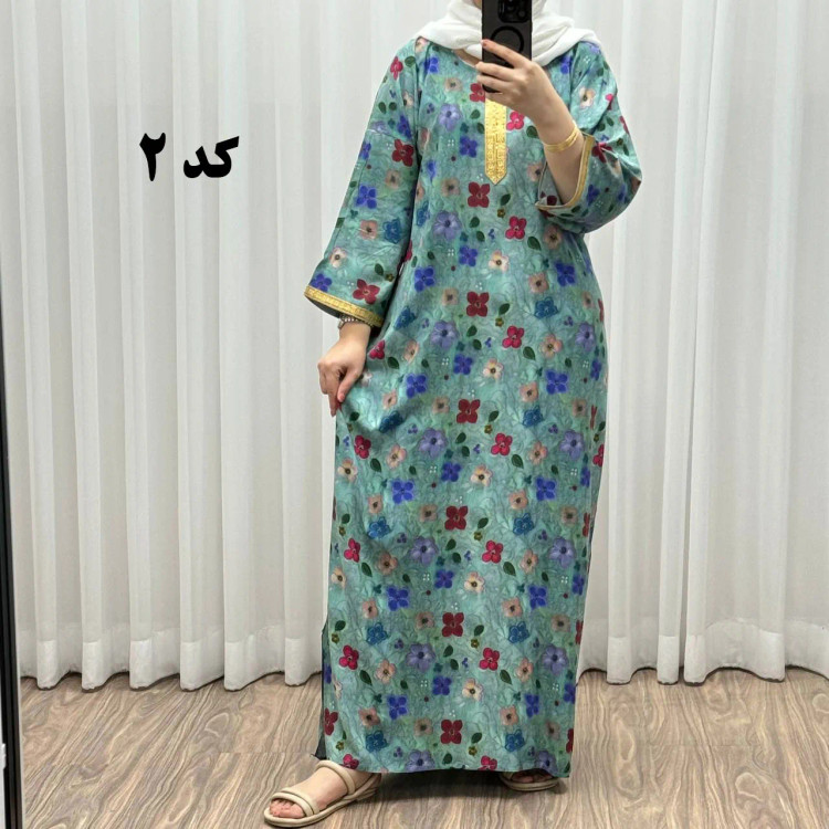 پیراهن نخی سه بعدی طلاکوب فلور بوگاتی فری سایز تا 52 زنانه کمربنددار چهارفصل شیک
