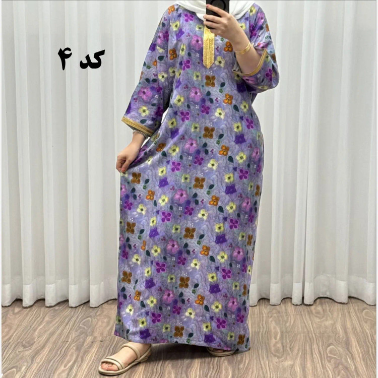 پیراهن نخی سه بعدی طلاکوب فلور بوگاتی فری سایز تا 52 زنانه کمربنددار چهارفصل شیک