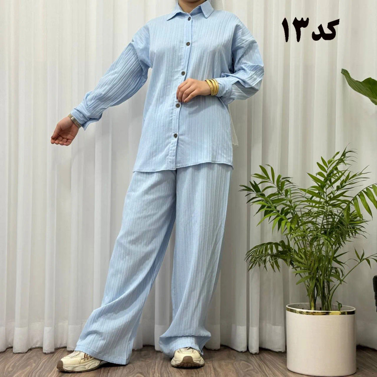 ست بلوز شلوار زنانه آیوا فری سایز شیک و راحت مناسب تا سایز 42 چهار فصل بدون چروک و سایه انداختن