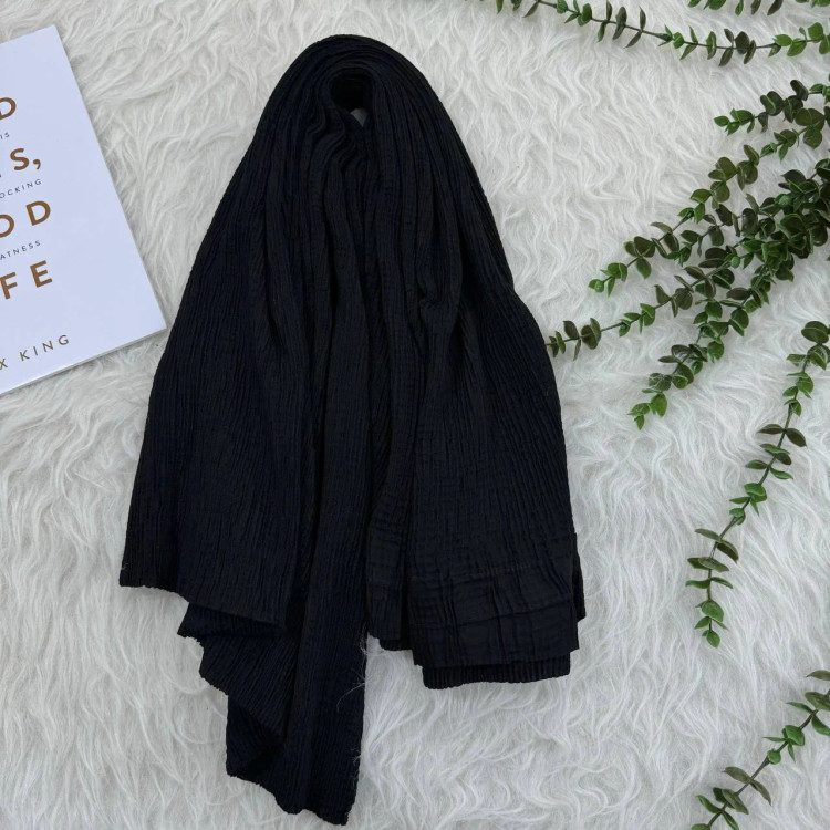 شال نخی مشکی برشکا وارداتی پرز و چروک نمیشود قواره 210x80