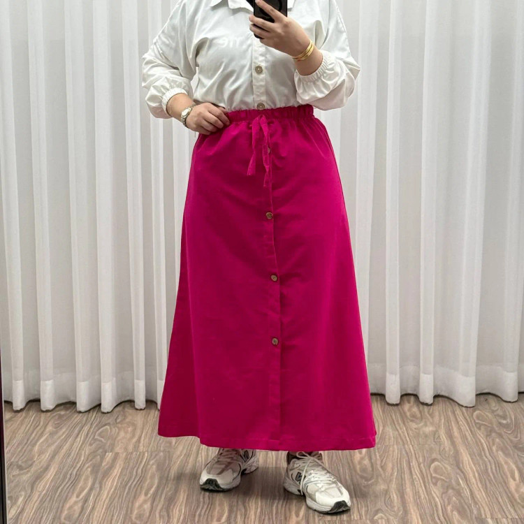 دامن لنین فری سایز شیک و راحت مناسب تا سایز 54 چهارفصل بدون آبرفت و رنگ رفت کمربند دار