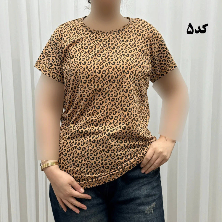 تیشرت پلنگی H&M سایزبندی کامل S تا XXXL آبرفت و رنگ رفت ندارد