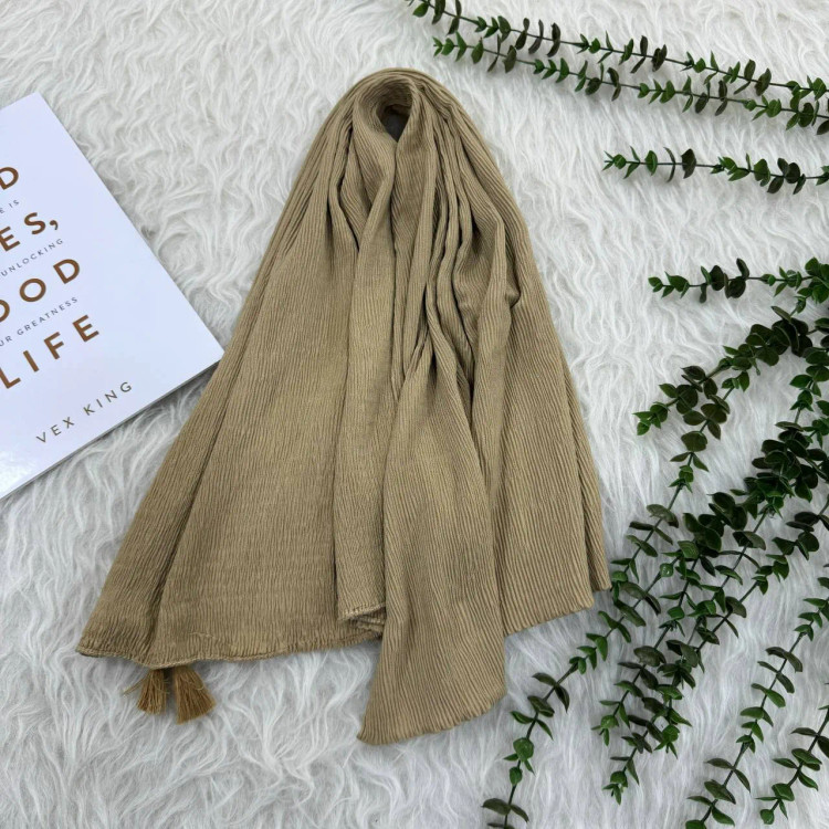 شال نخی برشکا ساده قواره بزرگ 200x75 سانتی بدون آبرفت و چروک