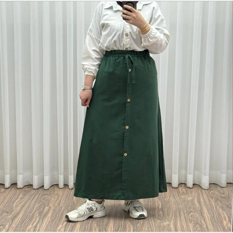 دامن لنین فری سایز شیک و راحت مناسب تا سایز 54 چهارفصل بدون آبرفت و رنگ رفت کمربند دار