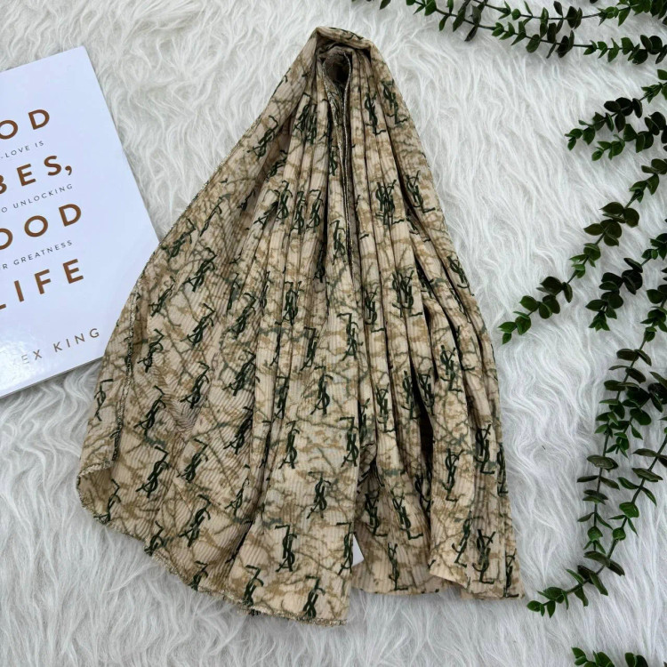 شال نخی برشکا مدل YSL کد 1338 قواره 190x75 سانتیمتر بدون آبرفت و چروک