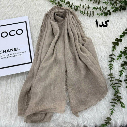 شال لینن سنگشور دور ریش زنانه قواره بزرگ 206x67 سانتیمتر بدون آبرفت و چروک