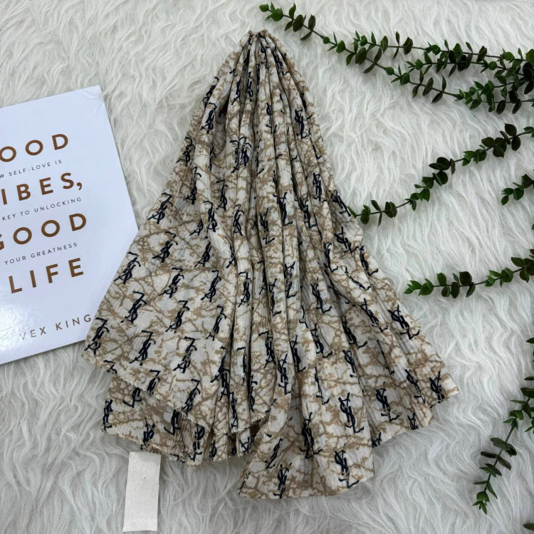 شال نخی برشکا مدل YSL کد 1338 قواره 190x75 سانتیمتر بدون آبرفت و چروک