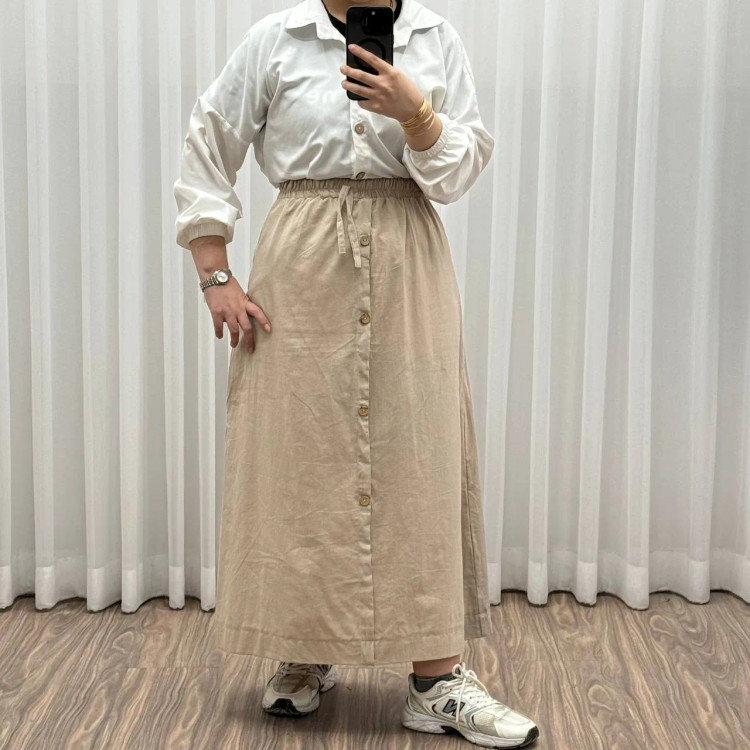 دامن لنین فری سایز شیک و راحت مناسب تا سایز 54 چهارفصل بدون آبرفت و رنگ رفت کمربند دار