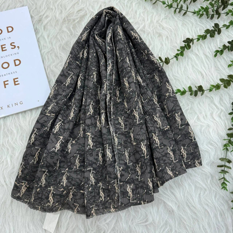 شال نخی برشکا مدل YSL کد 1338 قواره 190x75 سانتیمتر بدون آبرفت و چروک