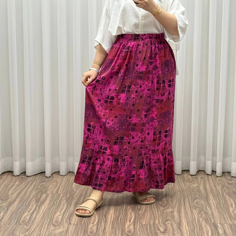 دامن نخی طرحدار فری سایز تا سایز 48 قد 97 سانتیمتر چهارفصل تنخور شیک و راحت بدون آبرفت و رنگرفت بدننما نیست
