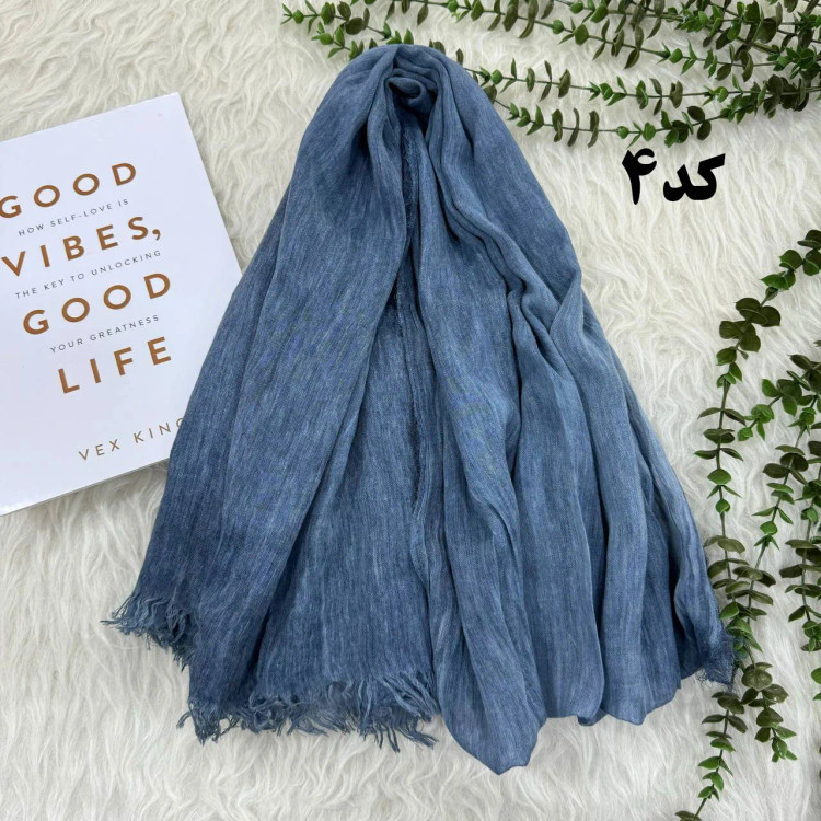 شال لینن سنگشور دور ریش زنانه قواره بزرگ 206x67 سانتیمتر بدون آبرفت و چروک