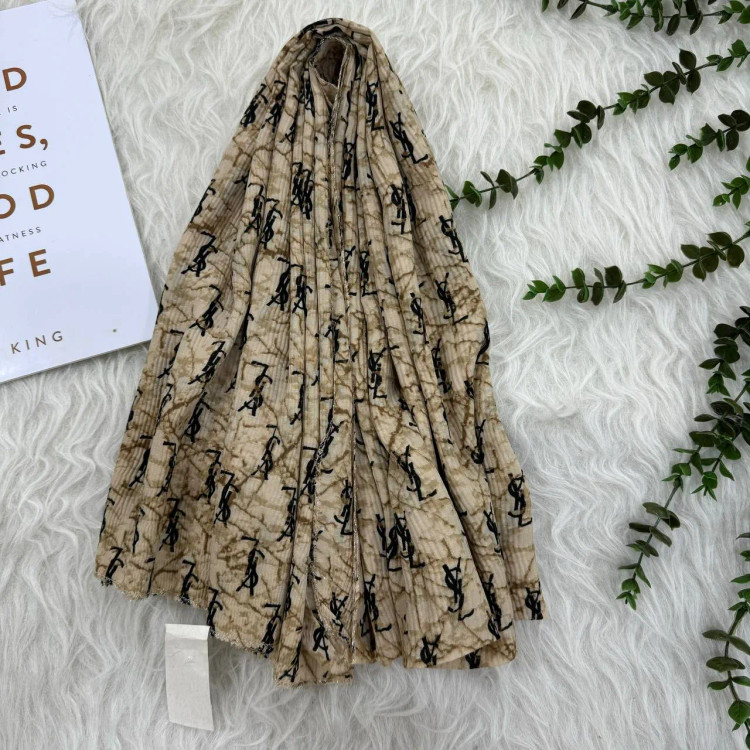 شال نخی برشکا مدل YSL کد 1338 قواره 190x75 سانتیمتر بدون آبرفت و چروک