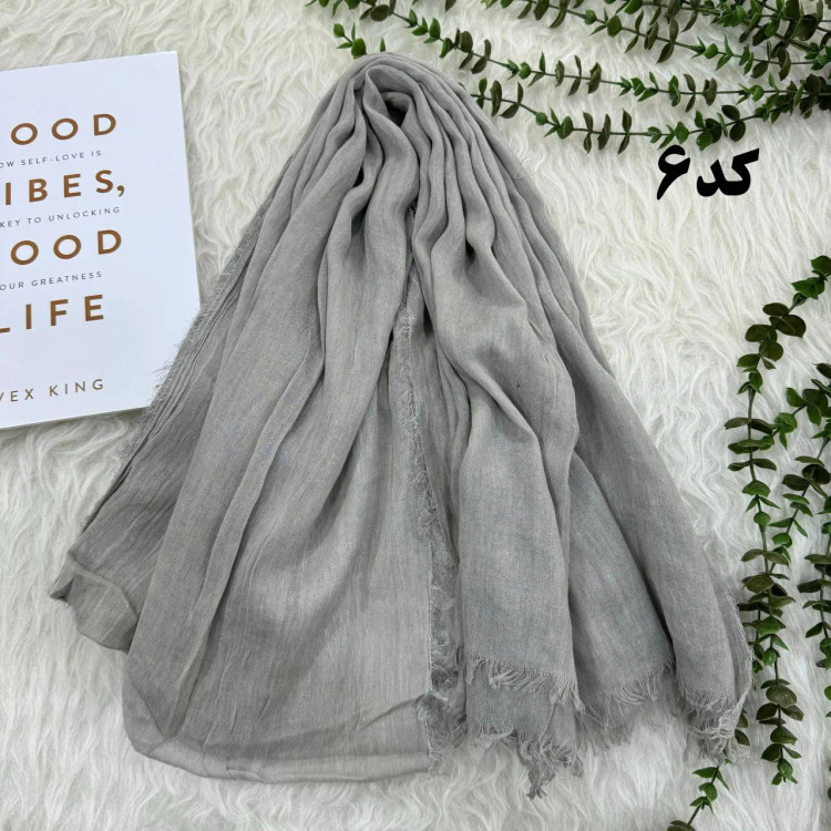 شال لینن سنگشور دور ریش زنانه قواره بزرگ 206x67 سانتیمتر بدون آبرفت و چروک